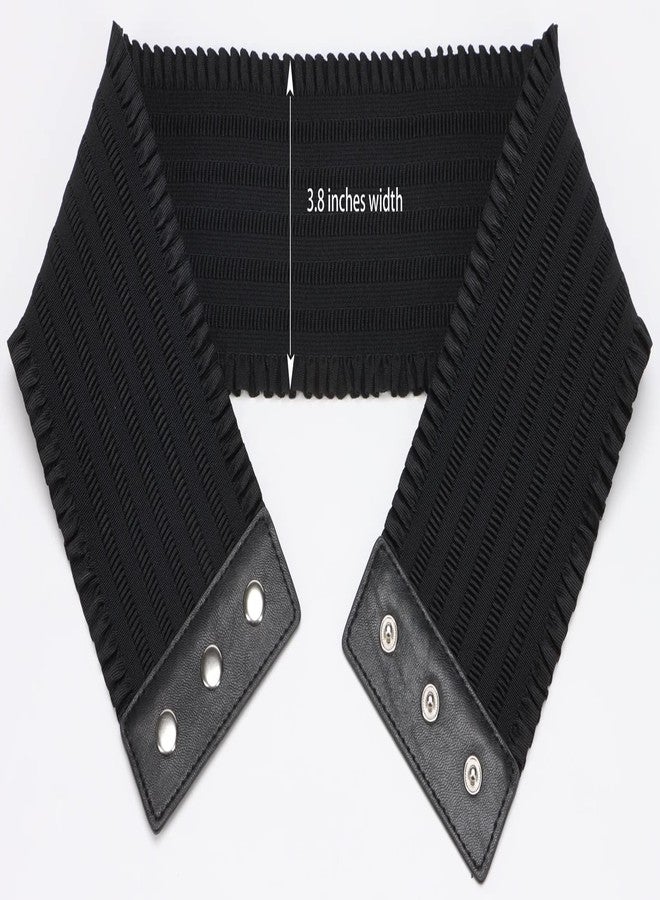 ALAIX Women's Wide Belt Stretchy Dress Belts Elastic Snap-Button Corset Belts for Women Waist Belt Waistband - Image 3